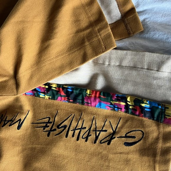 Graphiste Man.G Stylish High Low Side Split Mini Mustard Yellow Skirt - Picture 4 of 6